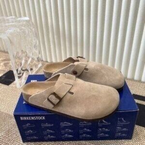 Birkenstock Boston Clog Suede Sandal Taupe